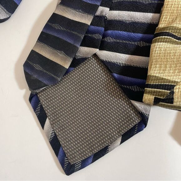 Di Moggio Handmade 100% Silk Set of Two Vintage Ties in Yellow and Blue - Picture 6 of 6